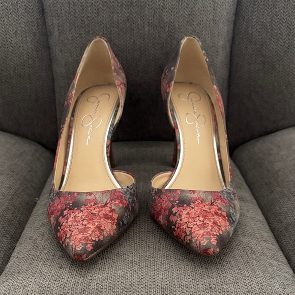 Jessica Simpson Shoes - Jessica Simpson Pink and Gray Floral Heels